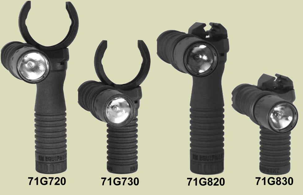 M203grip and RM Rail Grip models that have the Tactical Light Module already attached.